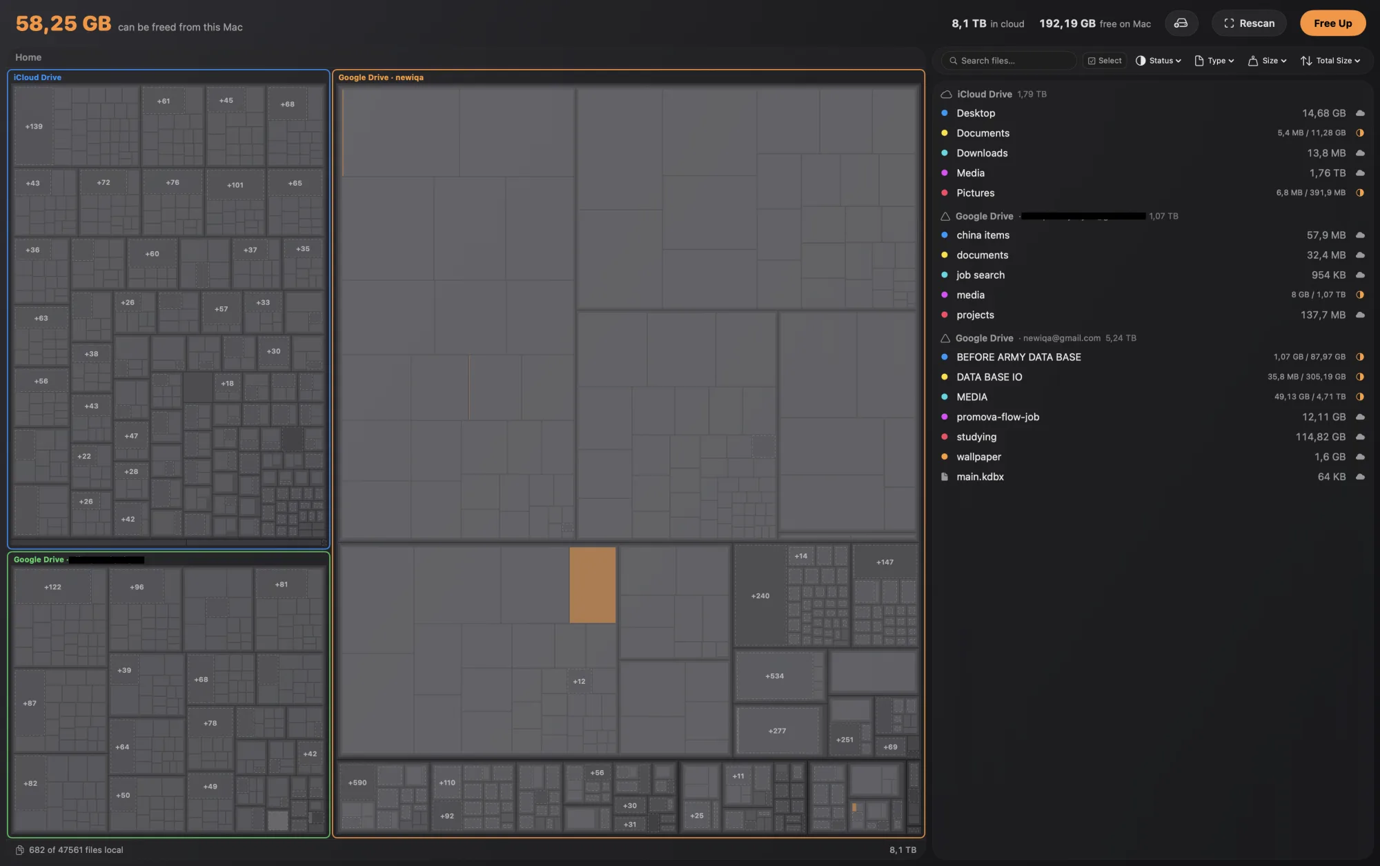 Flint app — cloud storage treemap visualization
